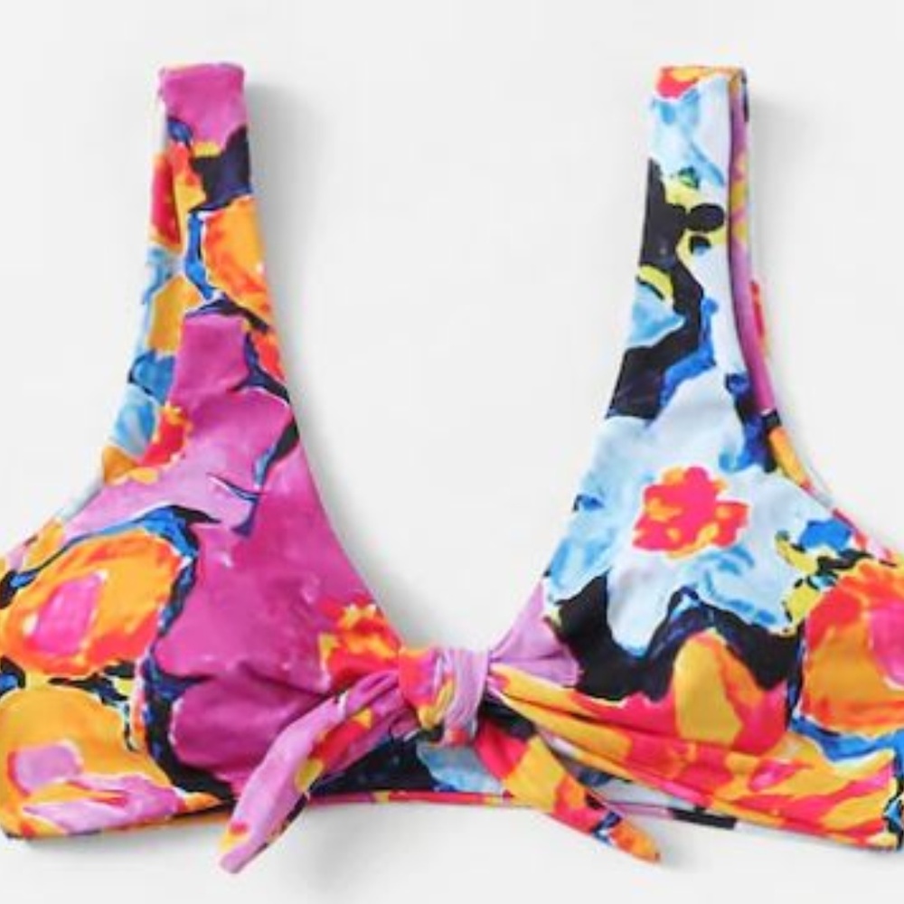 Random Floral Top With High Waist Bikini Set